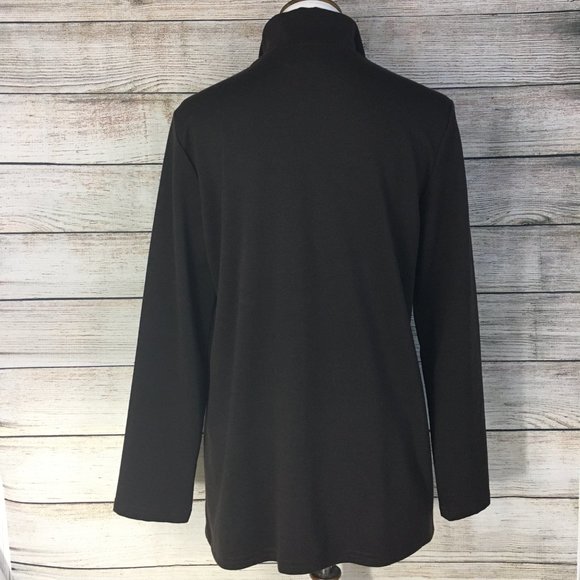 Kathie Lee Collection Long Knit Jacket Full Zip Mock Neck Brown Women's Medium - Picture 8 of 10